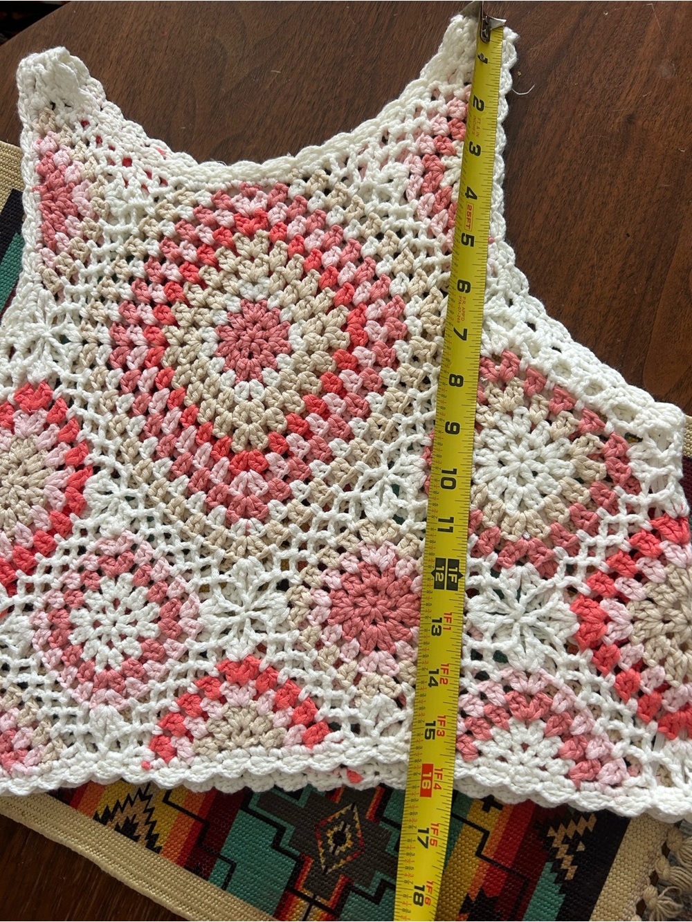 Boho Crochet Tank Top in Cream and Pink - Picture 5 of 5